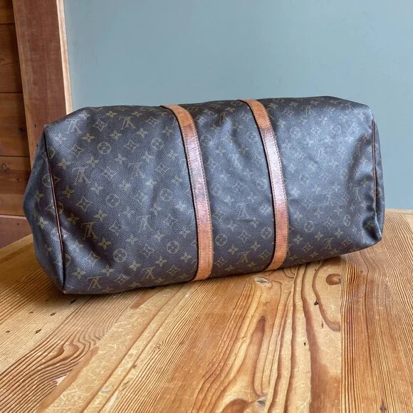 Louis Vuitton Brown Monogram Signature Canvas 1994 Keepall 55 Duffle Bag 1031LF - Picture 5 of 10